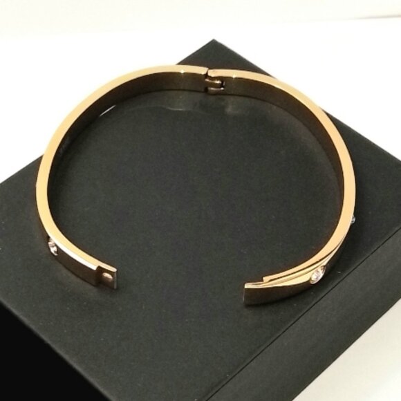 18k Gold Plated Bangle Bracelet with Colorful Cubic Zirconia 316l Steel Trendy - Picture 5 of 6